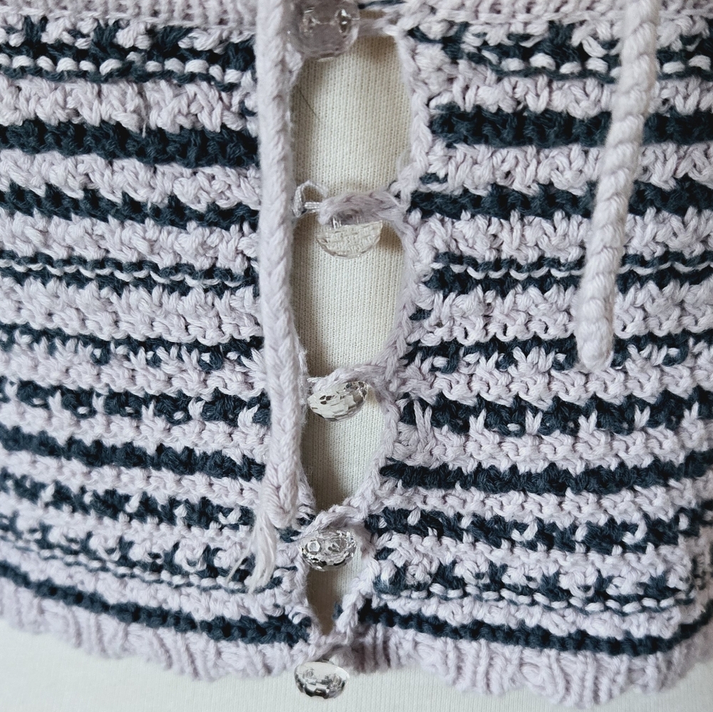 New URBAN OUTFITTERS Millie Crochet Striped Halter Top Size Large - Picture 5 of 8